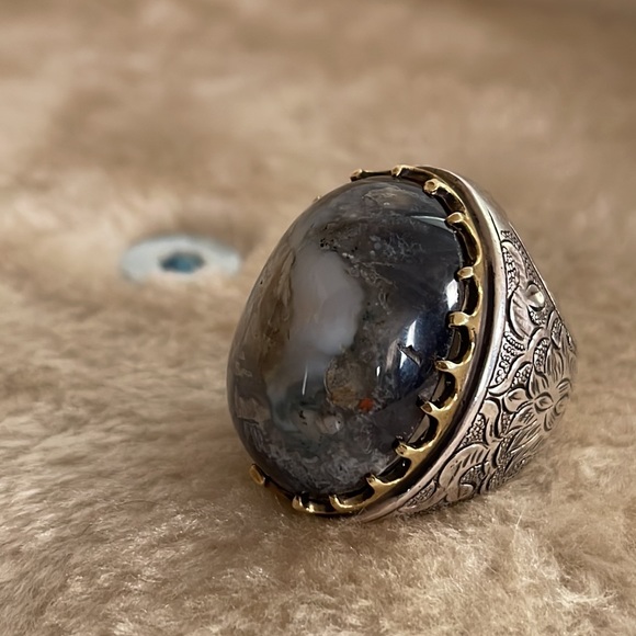 925 silver ring with unique stone from the Middle East - Picture 7 of 8